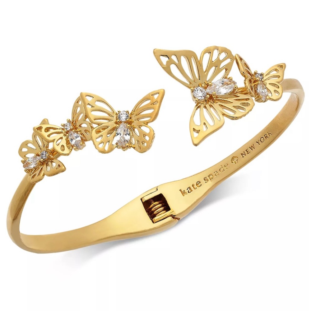 Kate Spade Gold Social Butterfly Open Hinge Cuff